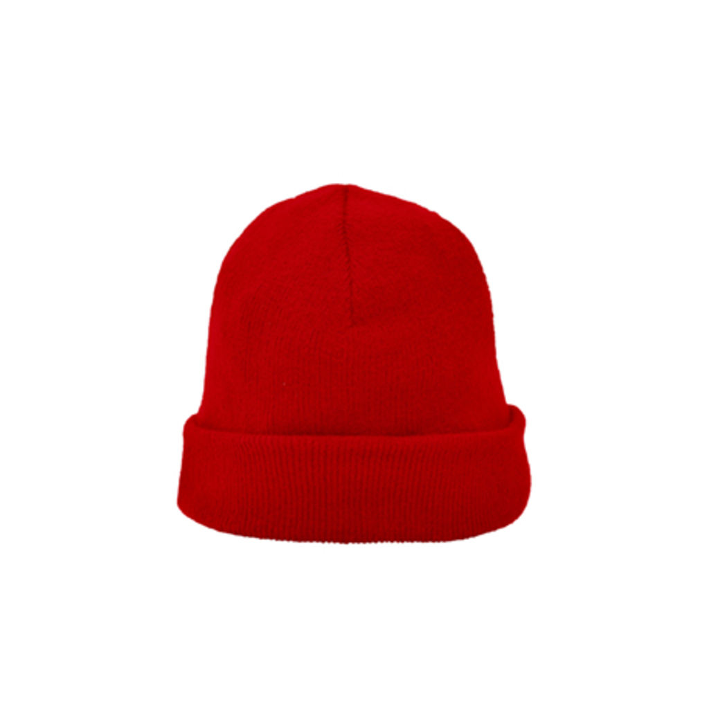 PLANET Вязаная шапка с подворотом, цвет красный  размер ONE SIZE