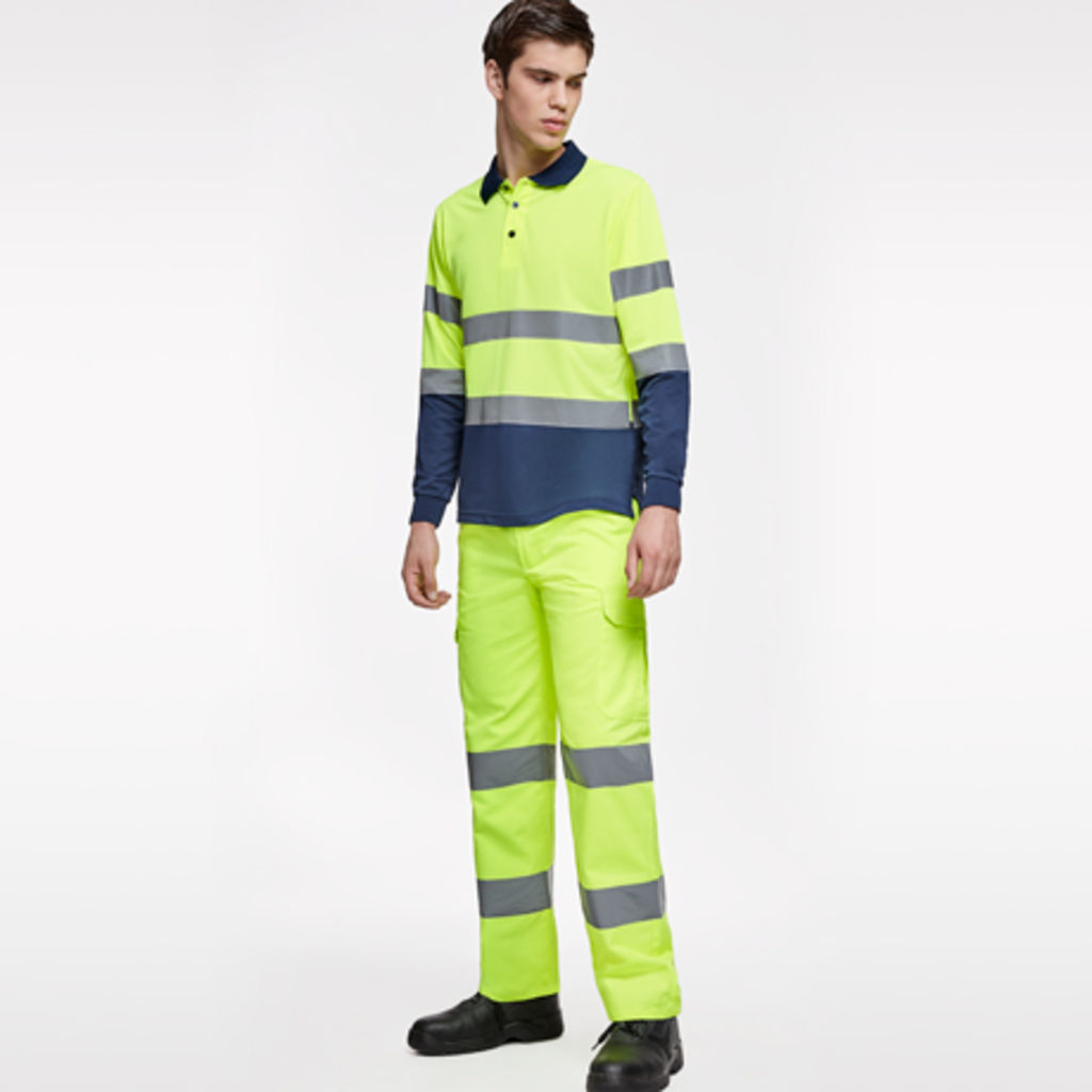 POLARIS L/S Технічне поло з довгим рукавом високої видимості, колір темно-синій, флуоресцентний помаранчевий  розмір 4XL - HV93060755223- Фото №2