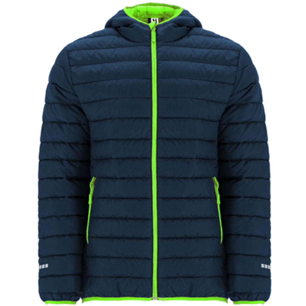 NORWAY SPORT Мягкая спортивная куртка с наполнителем похожим на пух, цвет морской синий, флуоресцентный зеленый  размер 8