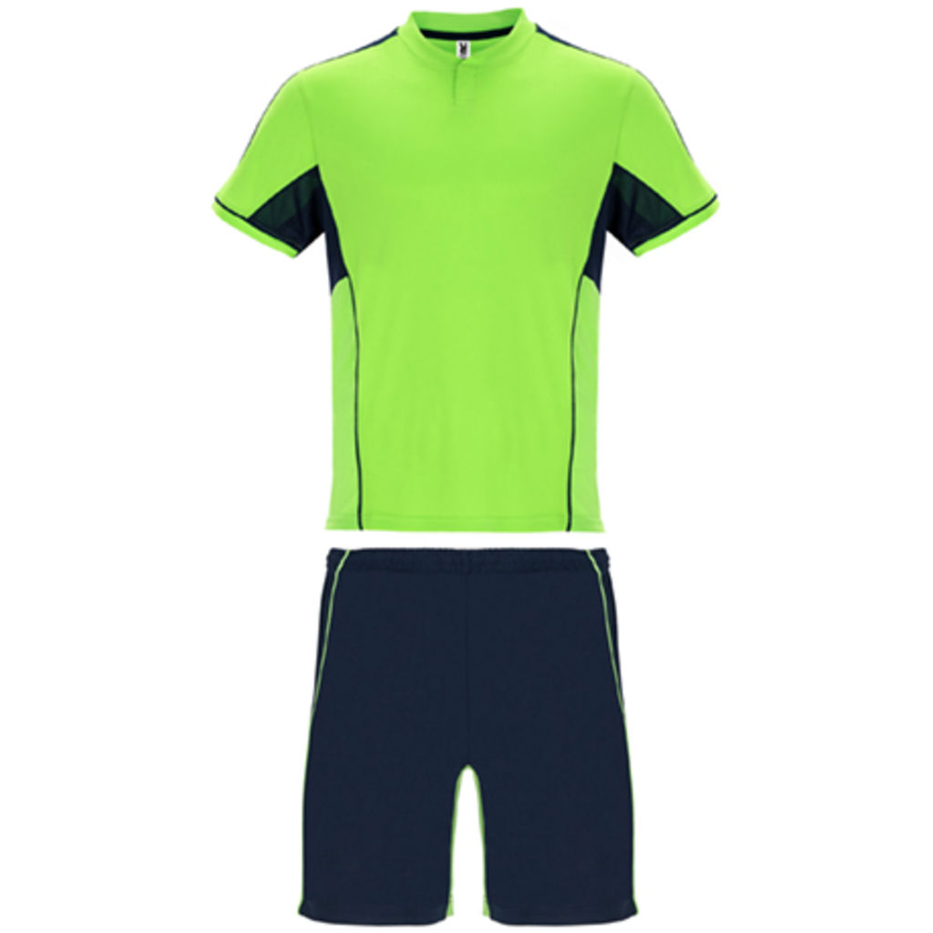 BOCA Спортивный комплект комбинированный из трех тканей:, цвет флуоресцентный зеленый, морской синий  размер M