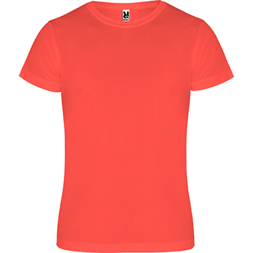 CAMIMERA Спортивная футболка с коротким рукавом и круглым вырезом, цвет коралловый флуоресцентный  размер S