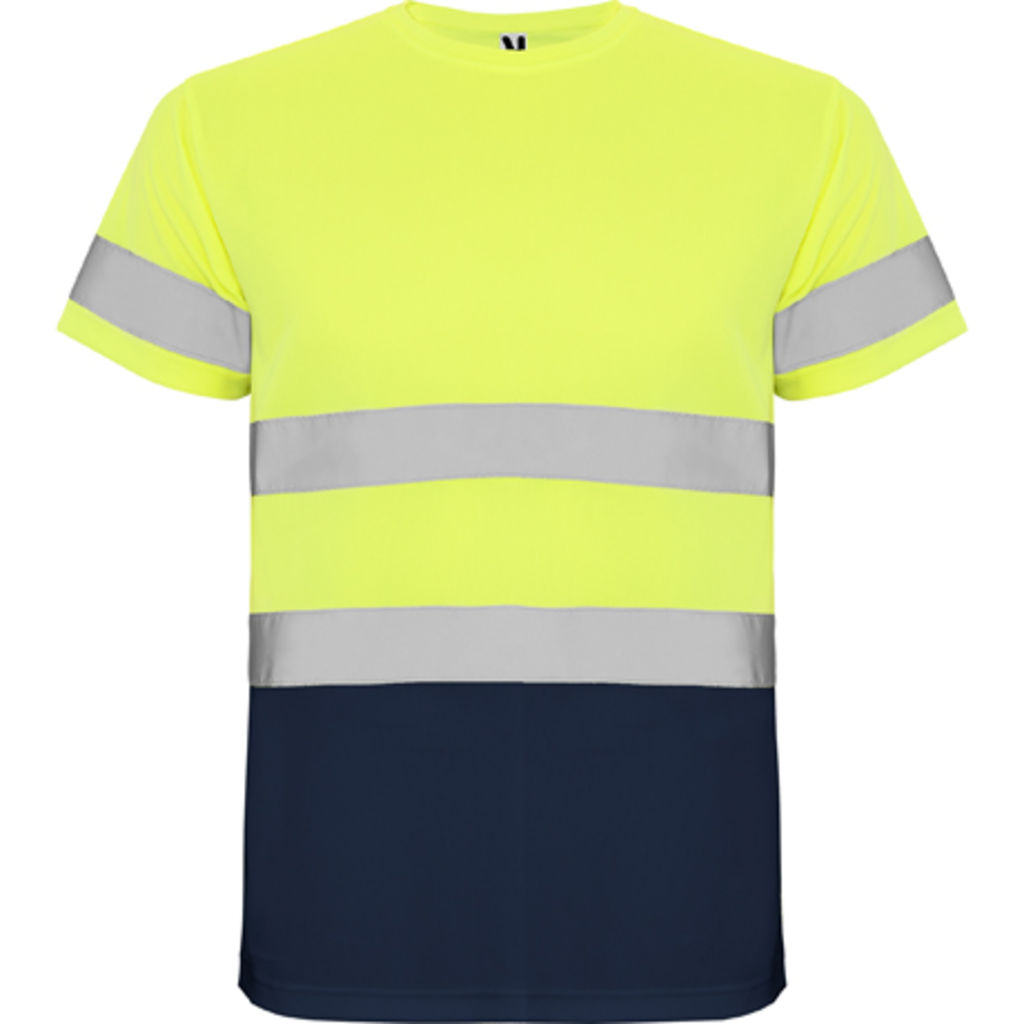 DELTA Спортивная футболка с коротким рукавом высокой видимости, цвет navy blue, fluor yellow  размер S