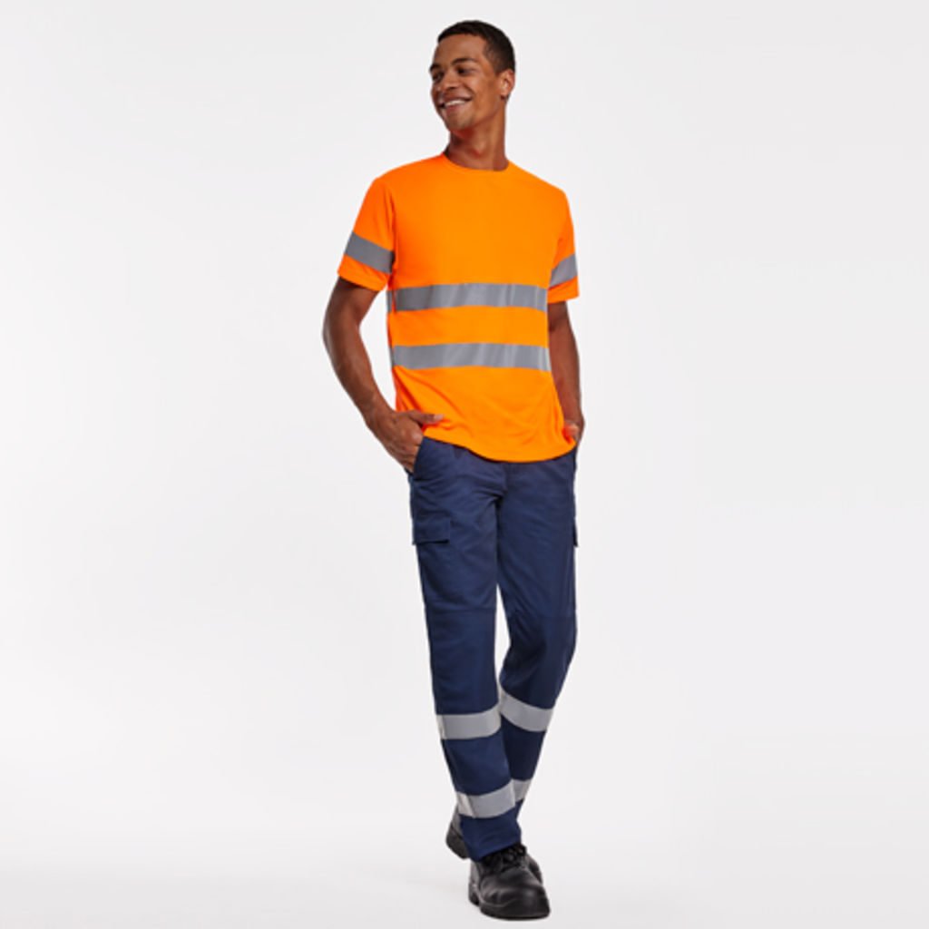 DELTA Технічна футболка з коротким рукавом високої видимості, колір navy blue, fluor yellow  розмір S - HV93100155221- Фото №2