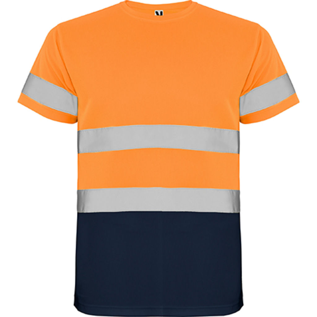 DELTA Технічна футболка з коротким рукавом високої видимості, колір темно-синій, флуорисцентний помаранчовий  розмір L