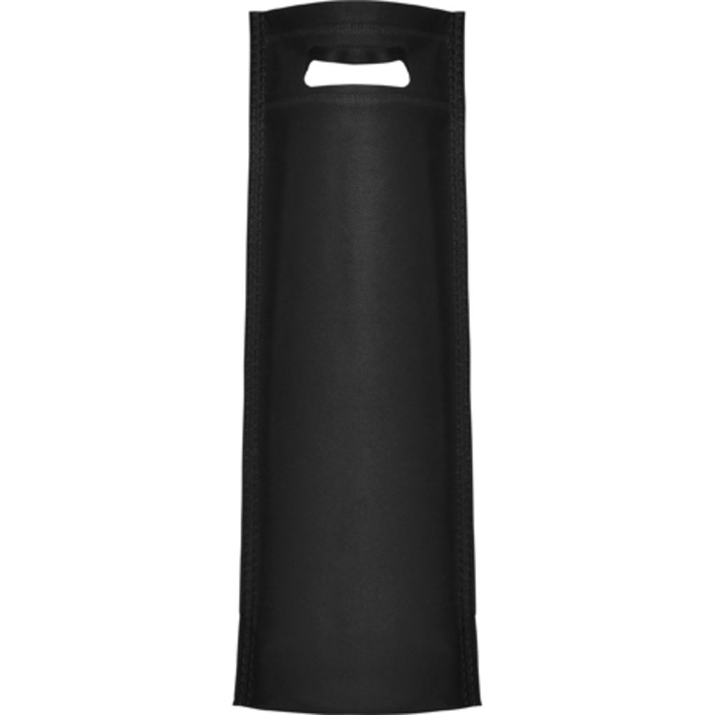 Термосумка для бутылок из нетканного материала со вставкой в основании и гибкими ручками, цвет черный