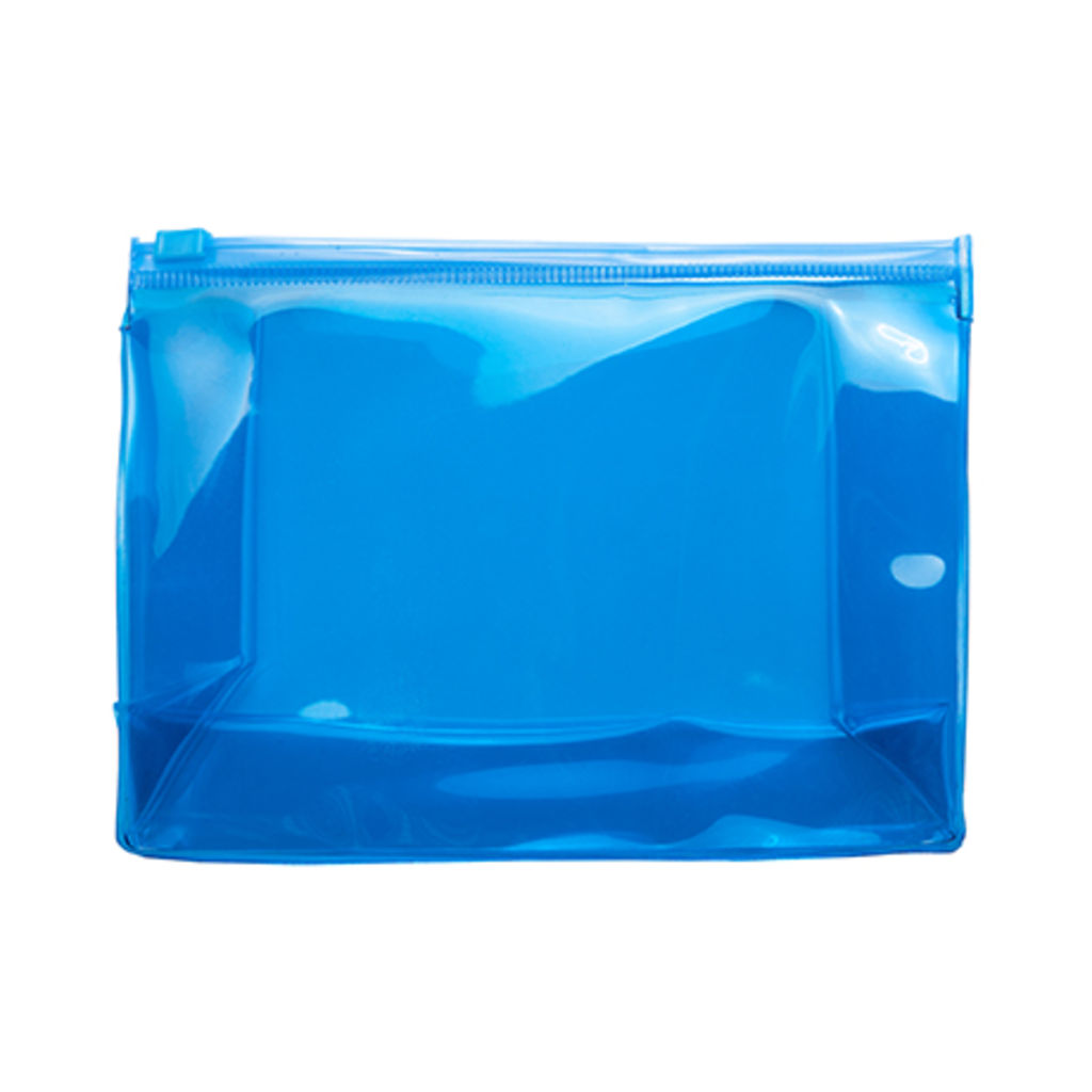 Косметичка из полупрозрачного PVC с воздухонепроницаемой прокладкой, цвет яркий синий