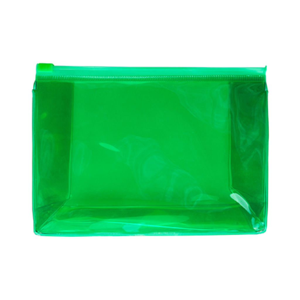 Косметичка з напівпрозорого PVC з повітронепроникною прокладкою, колір зелена папороть
