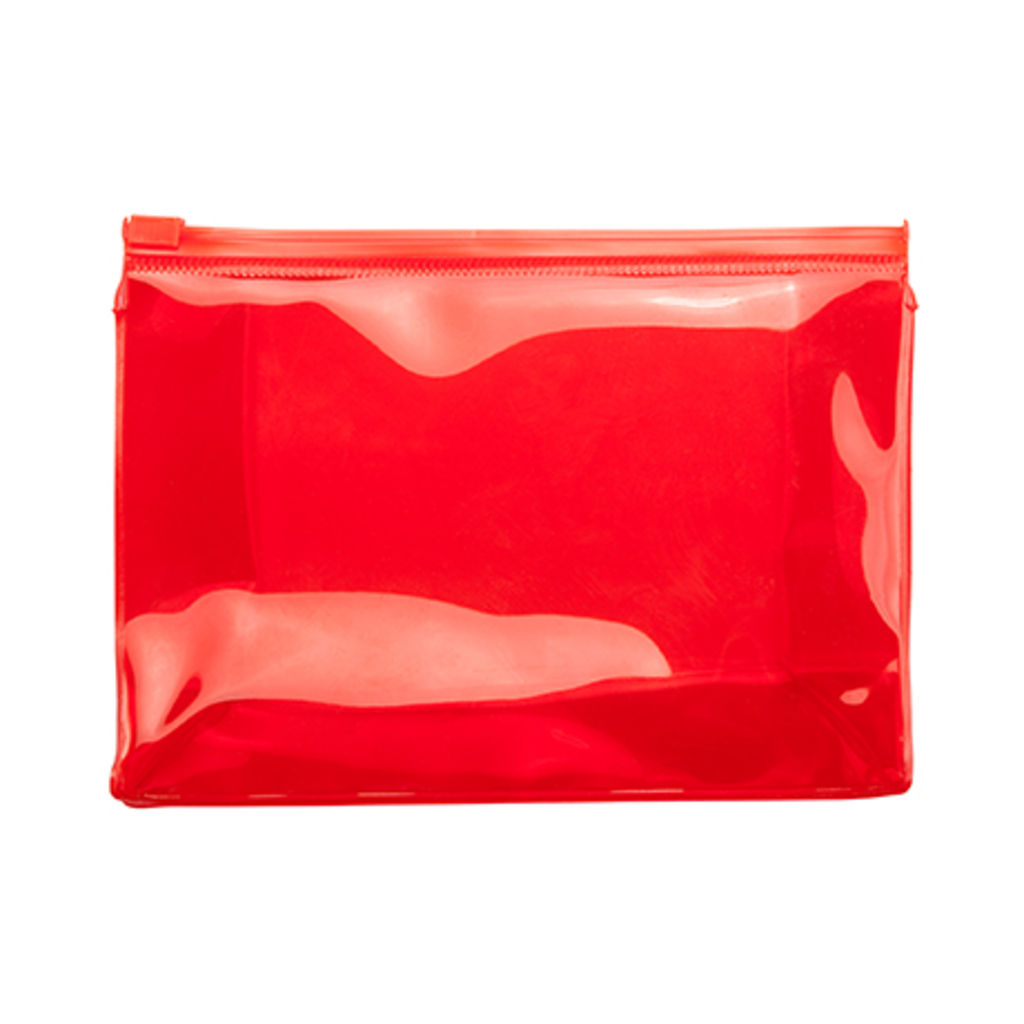 Косметичка из полупрозрачного PVC с воздухонепроницаемой прокладкой, цвет красный