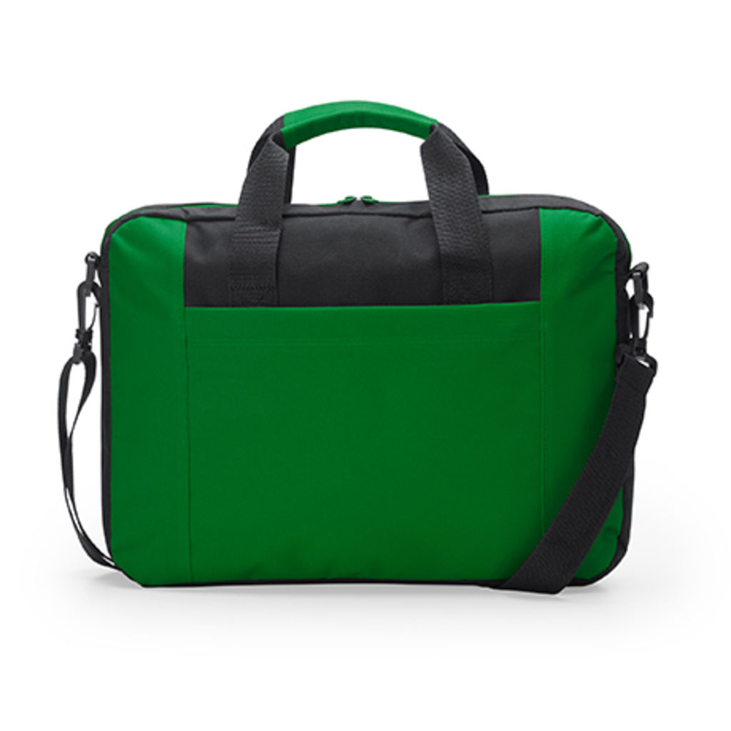 Сумка для документів та ноутбука з мягкого поліестеру 600D з зовнішньою кишенею, колір зелена папороть