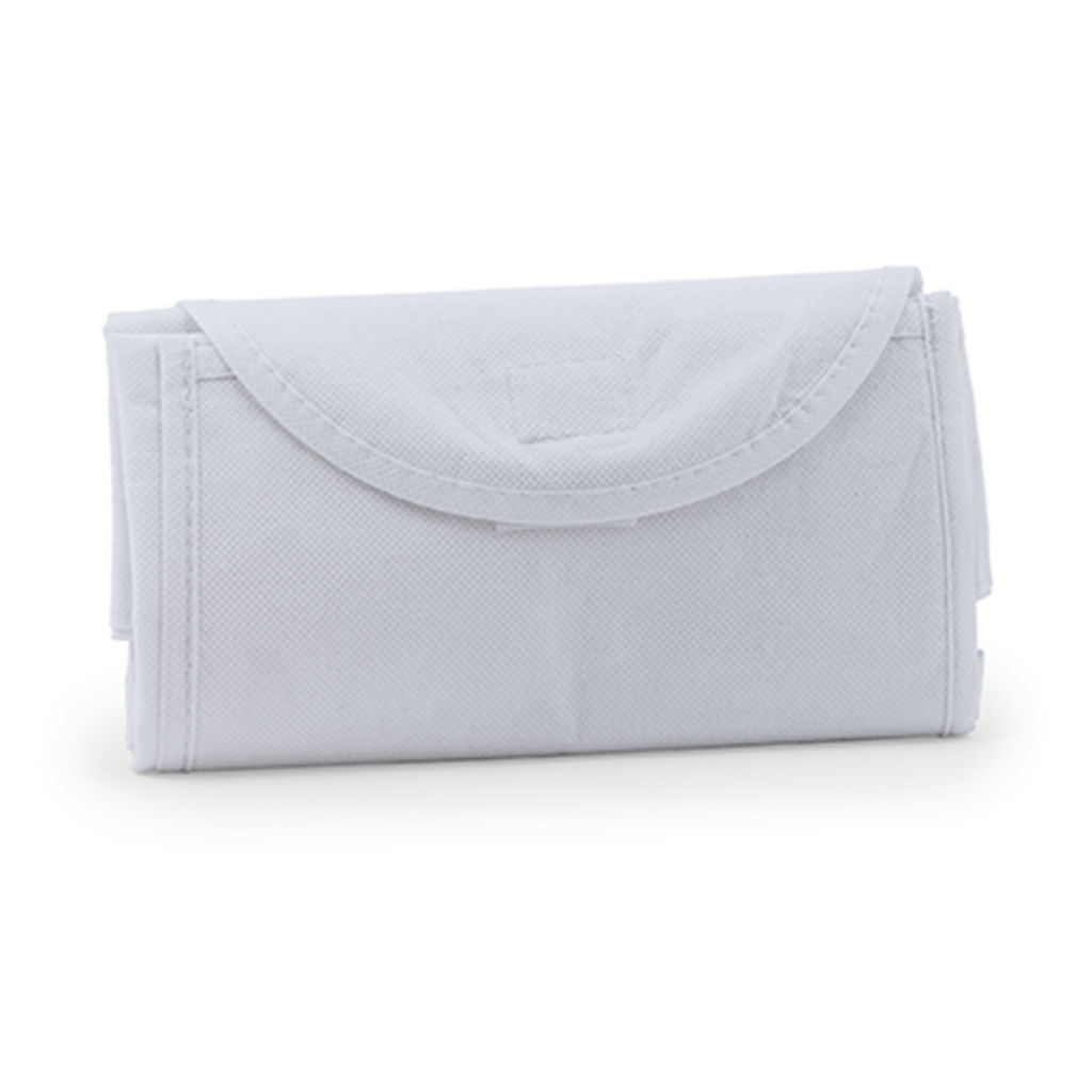 ALONDRA Складная нетканая сумка для покупок с кнопкой для закрывания и удобным внешним карманом, цвет белый