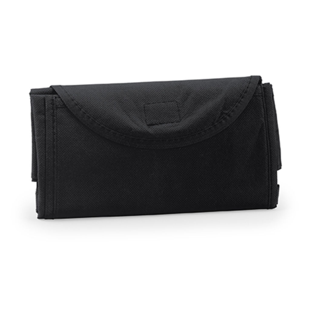 ALONDRA Складная нетканая сумка для покупок с кнопкой для закрывания и удобным внешним карманом, цвет черный