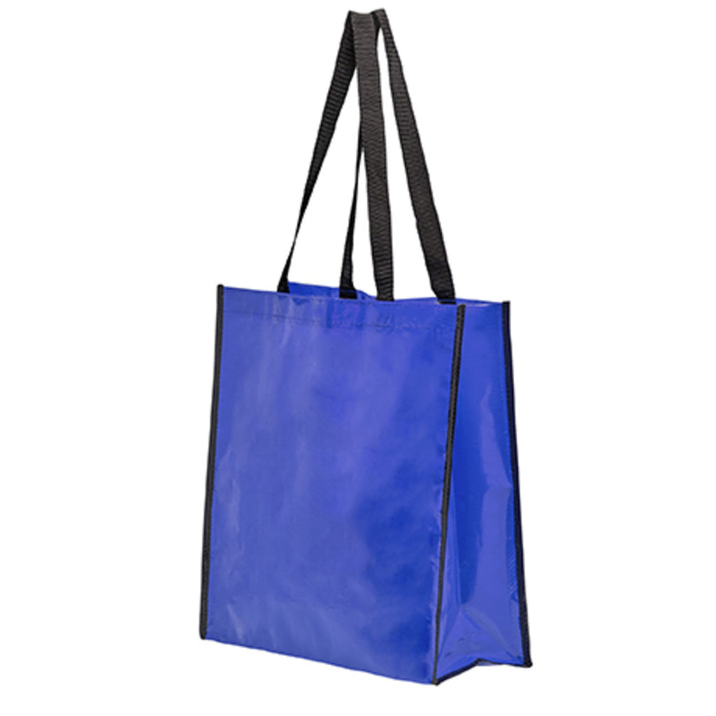 Многоразовая сумка с глянцевой ламинированной отделкой, цвет яркий синий