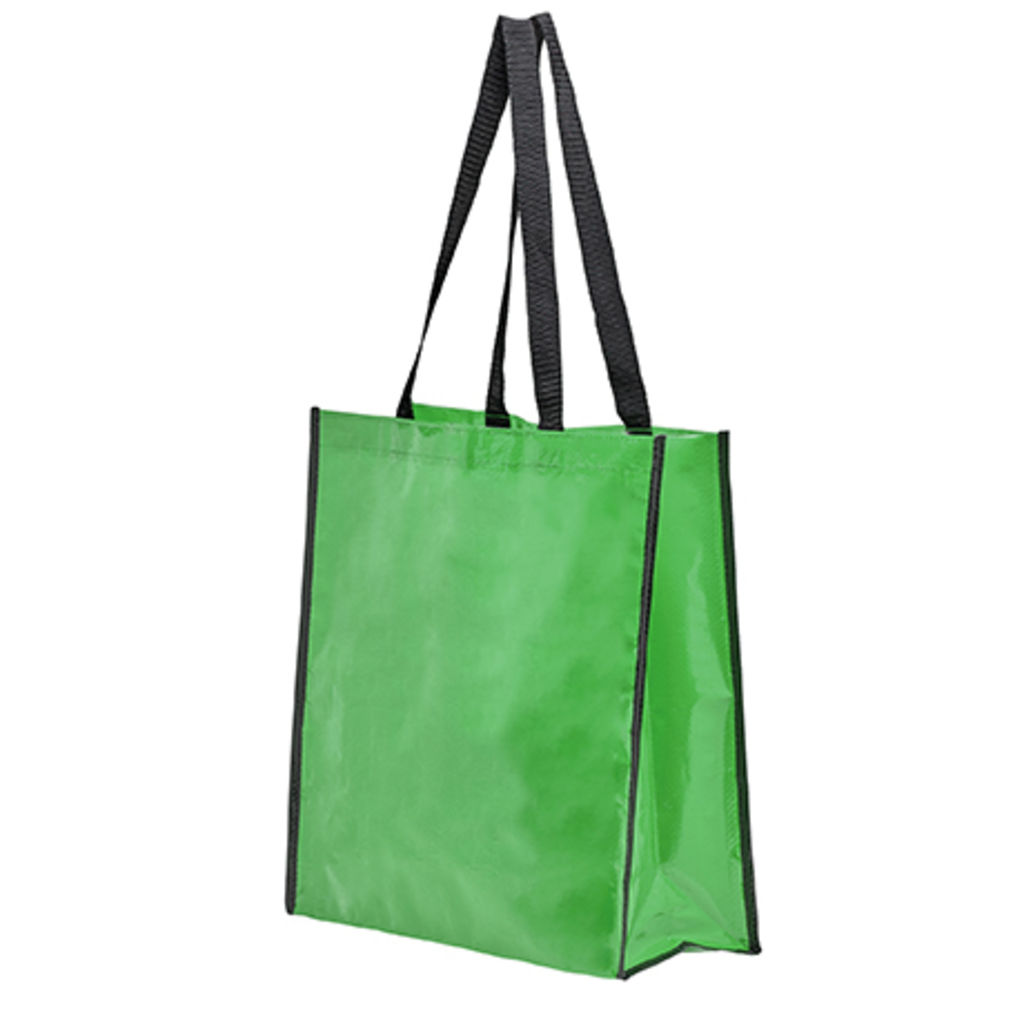 Многоразовая сумка с глянцевой ламинированной отделкой, цвет зеленый папоротник