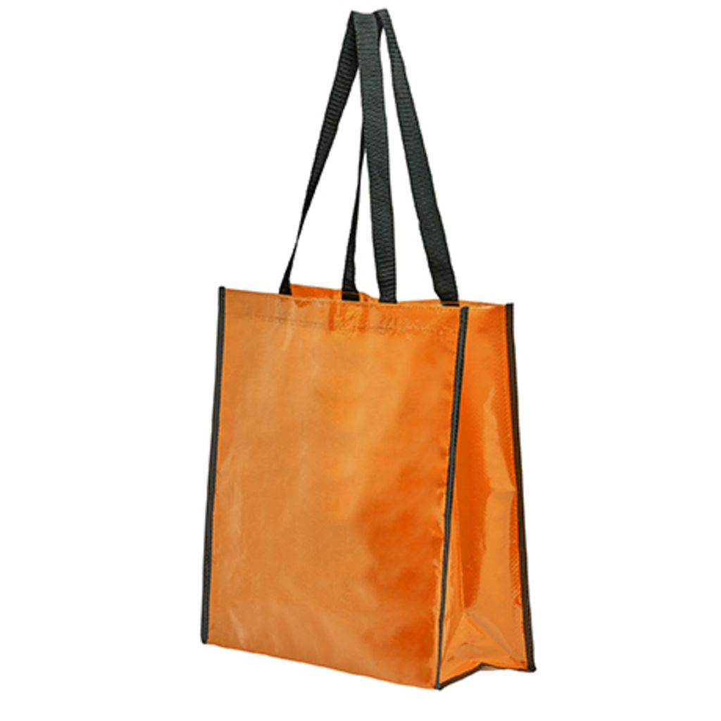Багаторазова сумка з глянсовою ламінованої оздобленням, колір апельсиновий