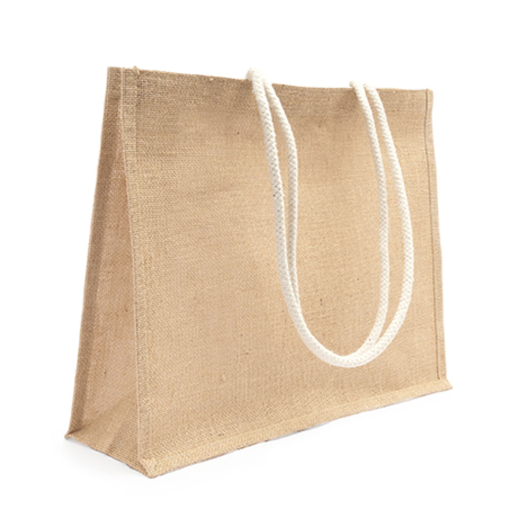Прямоугольная пляжная сумка из джута, цвет бежевый