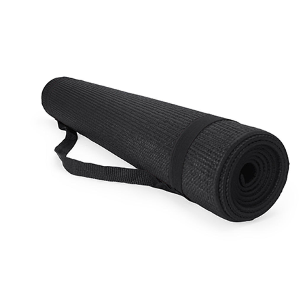 Килимок для йоги з практичною сумкою для перенесення, колір чорний
