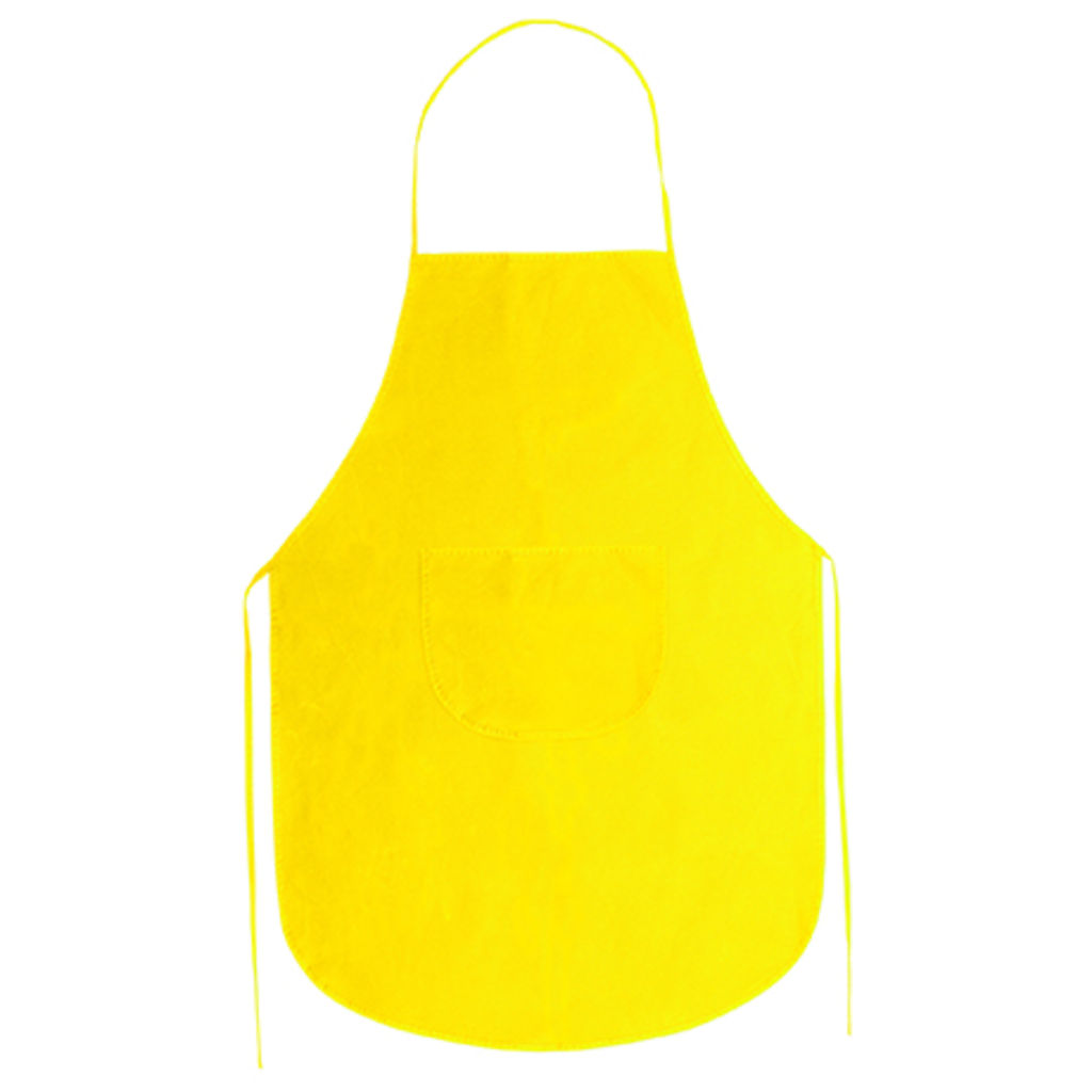 Цветной нетканый фартук с передним карманом, цвет желтый