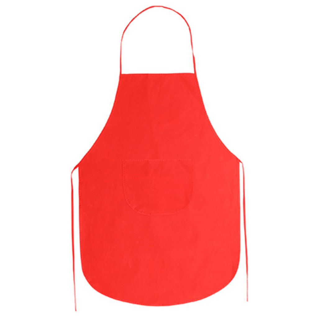 Кольоровий нетканий фартух з передньою кишенею, колір червоний