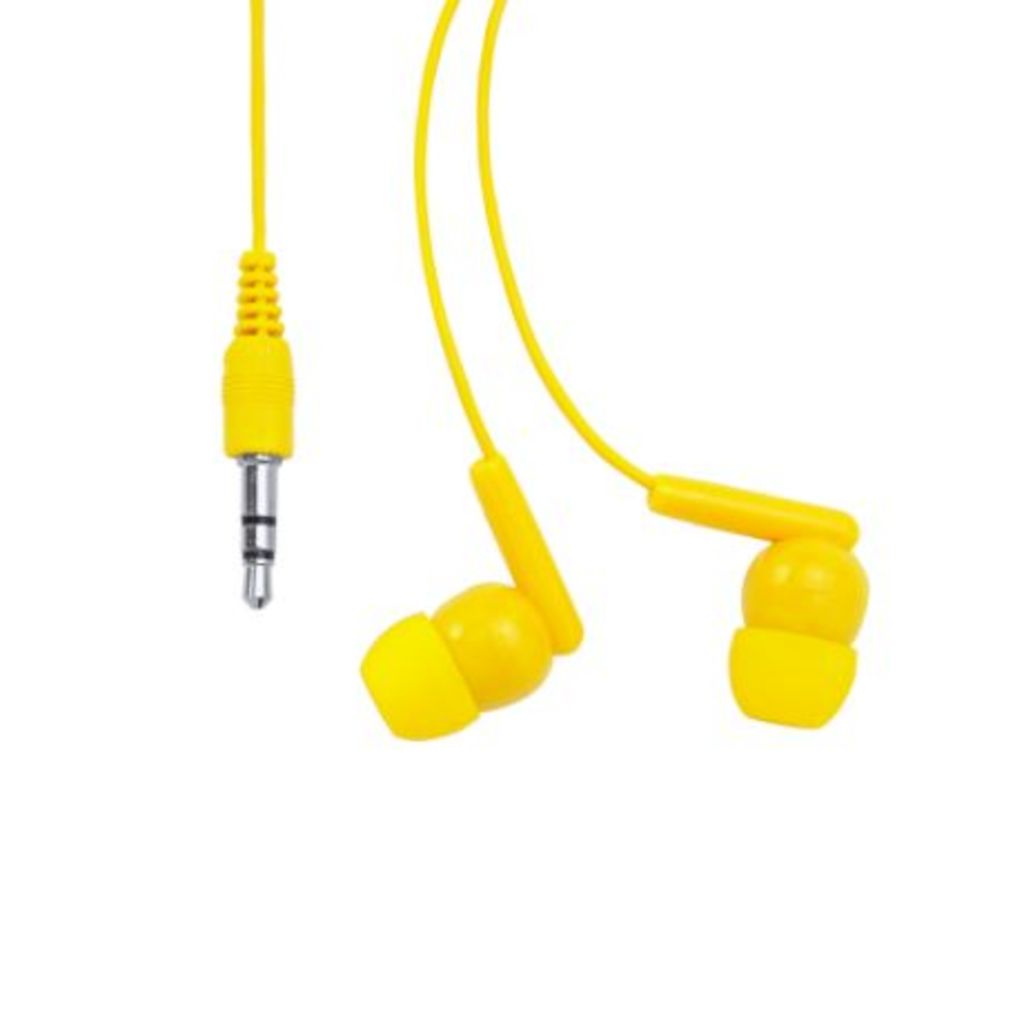 Навушники в практичному самозакривному футлярі з прозорого PVC, колір жовтий