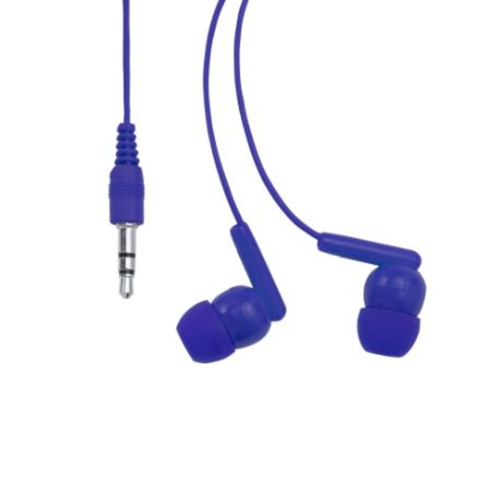 Навушники в практичному самозакривному футлярі з прозорого PVC, колір яскравий синій