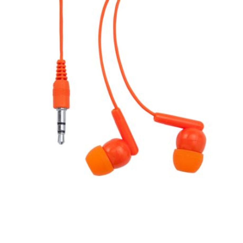 Навушники в практичному самозакривному футлярі з прозорого PVC, колір апельсиновий