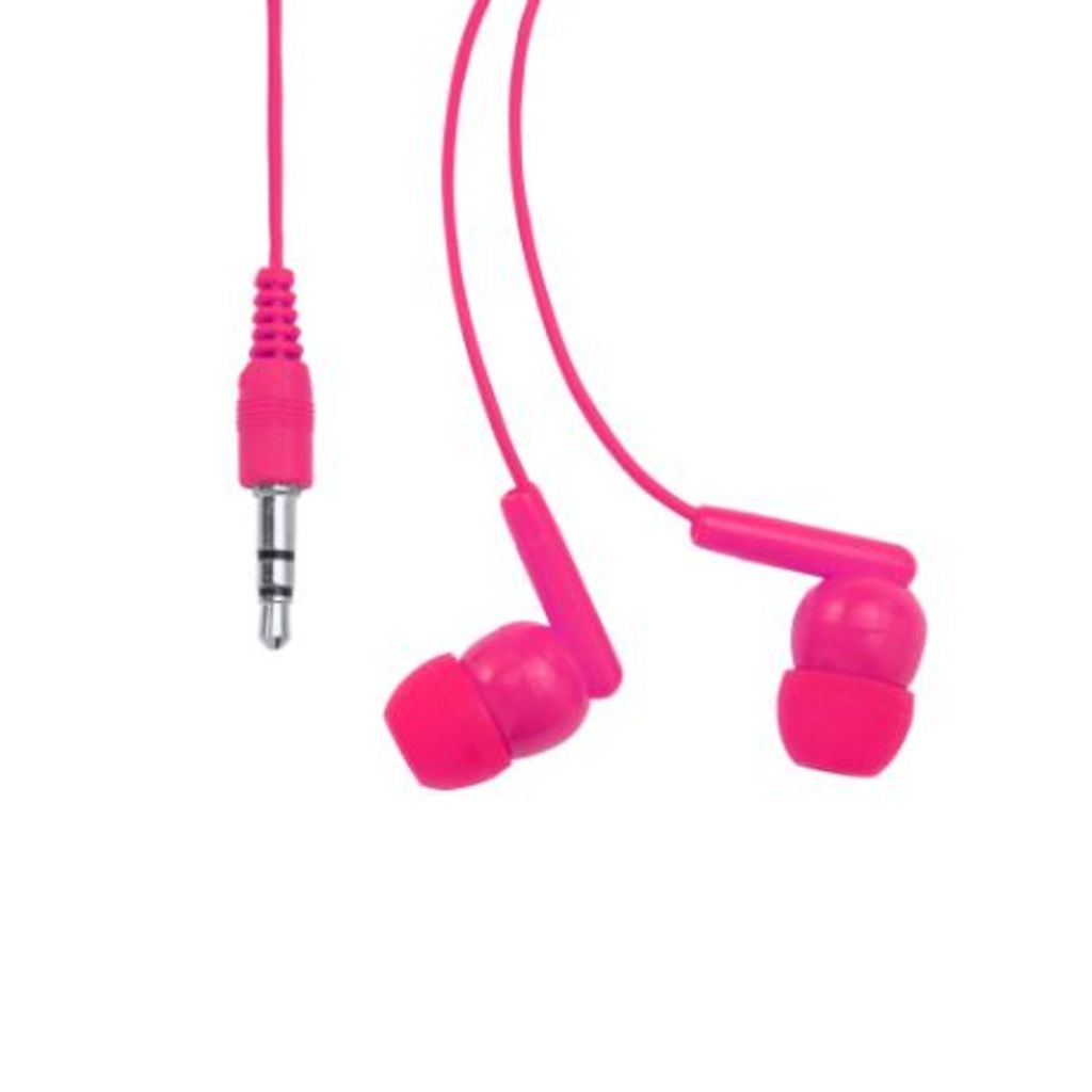 Навушники в практичному самозакривному футлярі з прозорого PVC, колір фуксія