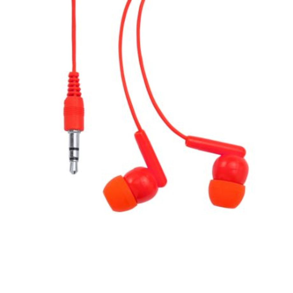 Навушники в практичному самозакривному футлярі з прозорого PVC, колір червоний