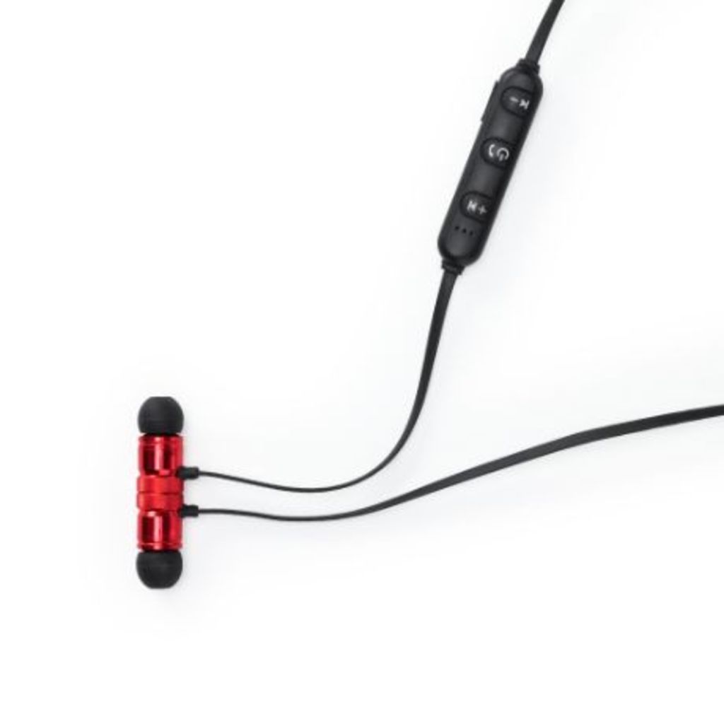 Бездротові алюмінієві навушники з вбудованими пультом управління і мікрофоном, колір червоний