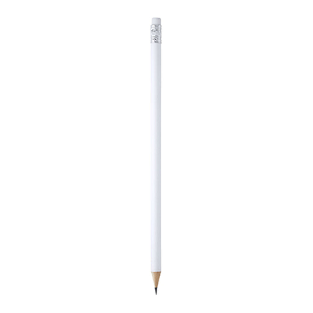 Круглий дерев'яний олівець з ластиком, колір білий