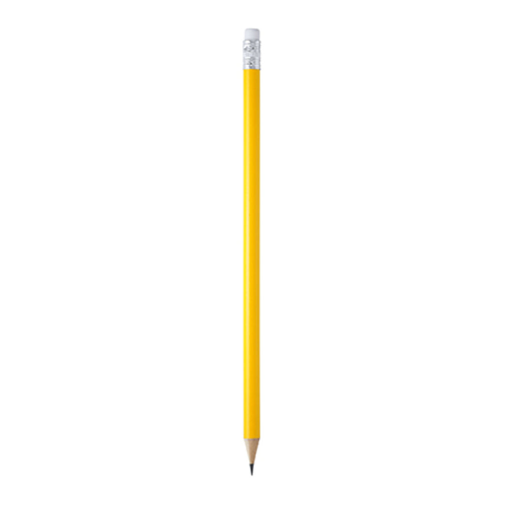 Круглий дерев'яний олівець з ластиком, колір жовтий