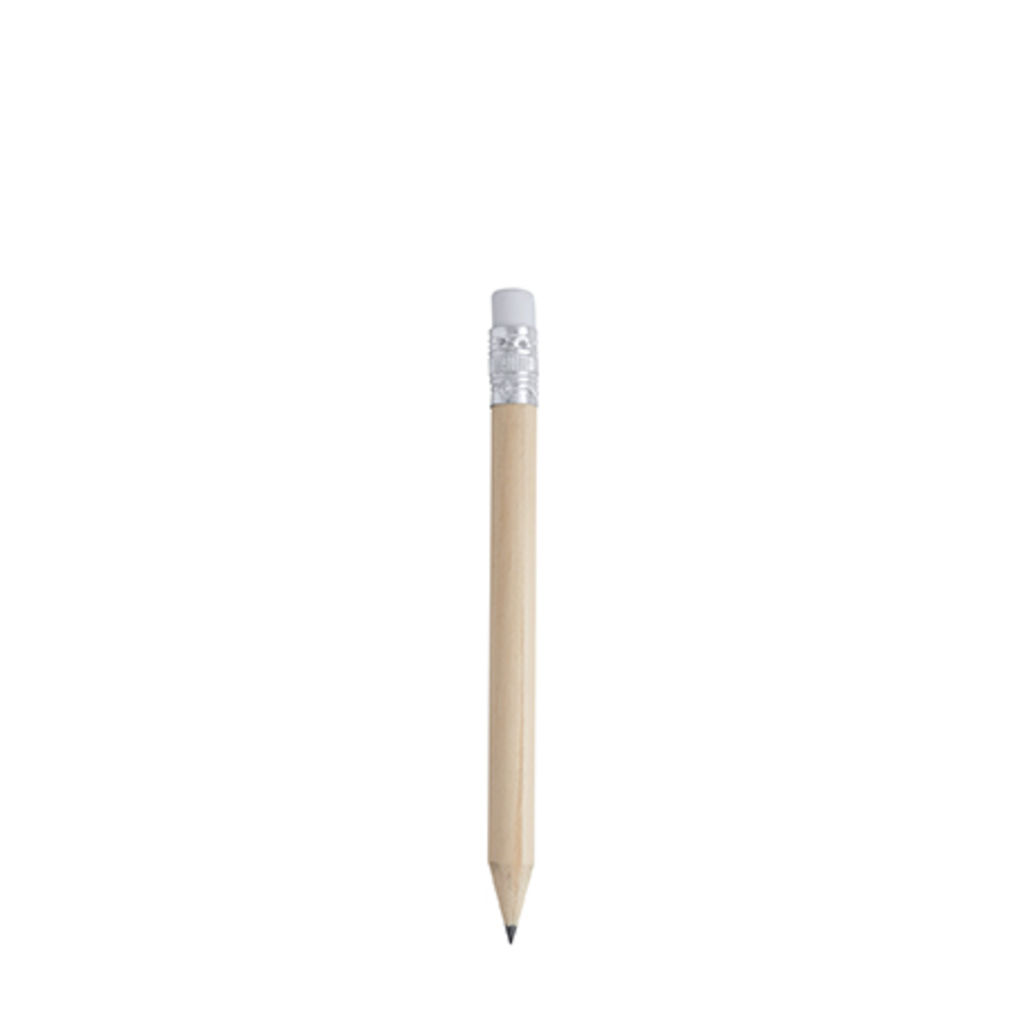 Дерев'яний міні-олівець натурального кольору з гумою, колір бежевий