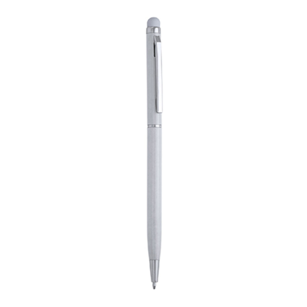 Алюминиевая ручка с поворотным механизмом и цветным сенсором одного цвета с корпусом, цвет серебристый