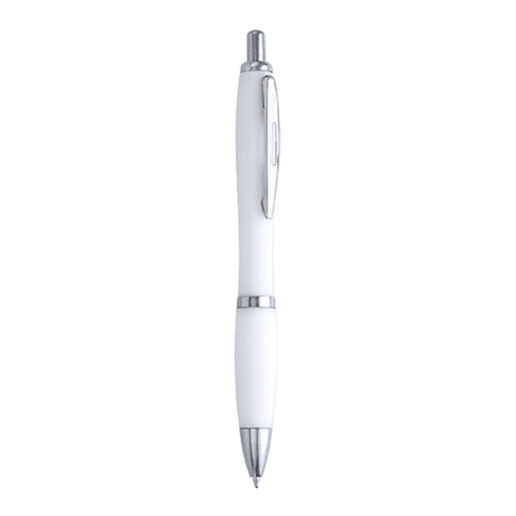 Ручка з натискним механізмом в корпусі з ABS з м'якою накладкою, колір білий
