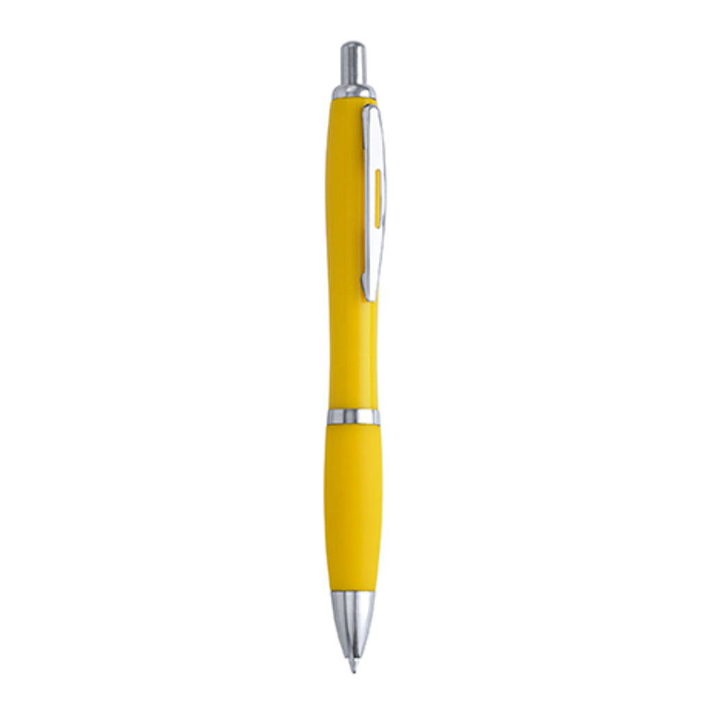 Ручка з натискним механізмом в корпусі з ABS з м'якою накладкою, колір жовтий