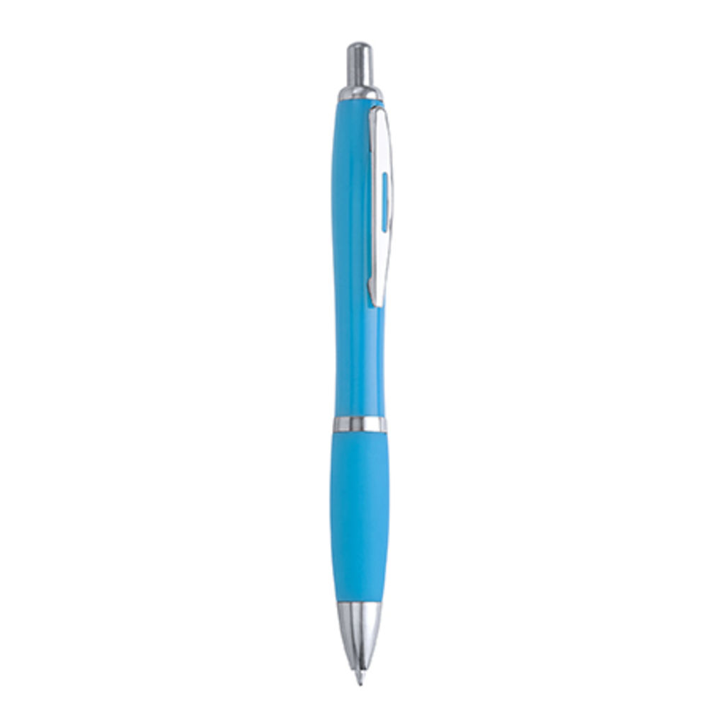 Ручка з натискним механізмом в корпусі з ABS з м'якою накладкою, колір світлий яскравий