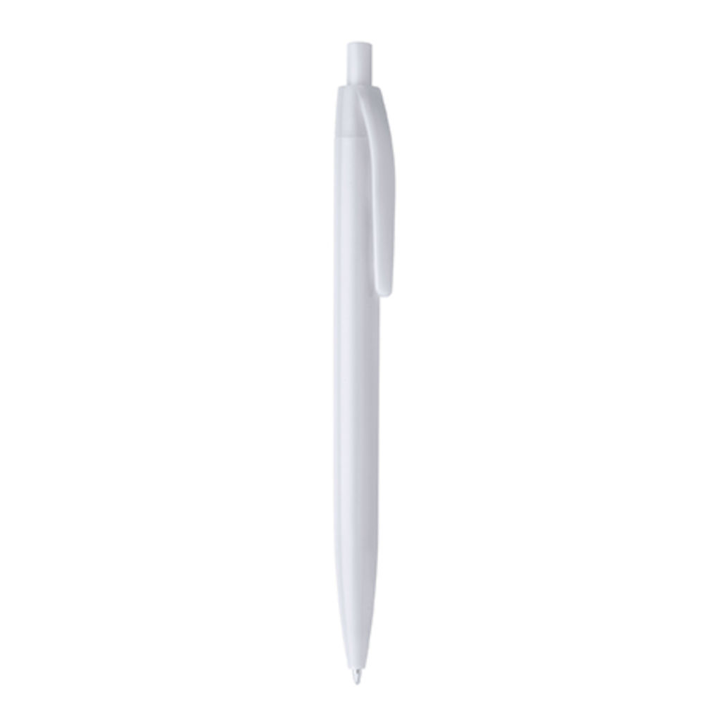Ручка з натискним механізмом в корпусі з ABS в різних кольорах, колір білий