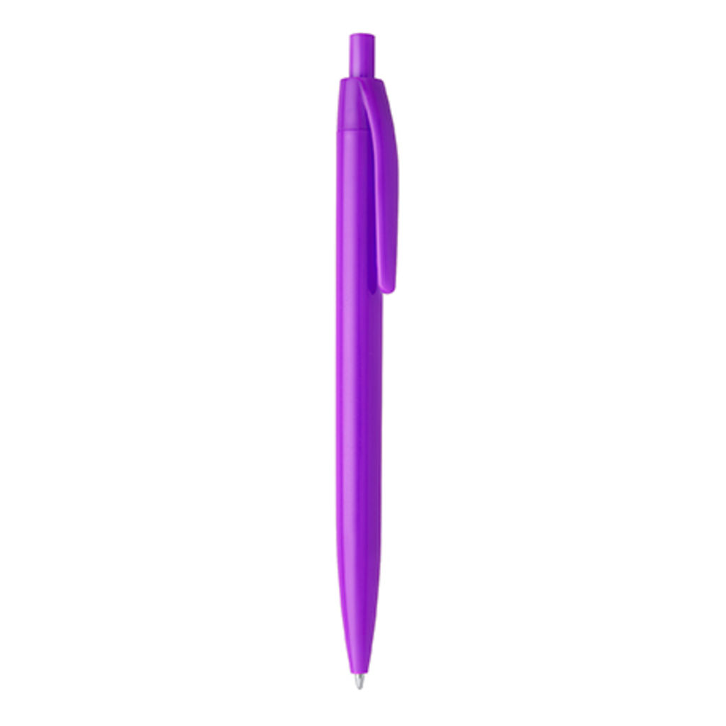 Ручка с нажимным механизмом в корпусе из ABS в ​​различных цветах, цвет розовато-лиловый цвет