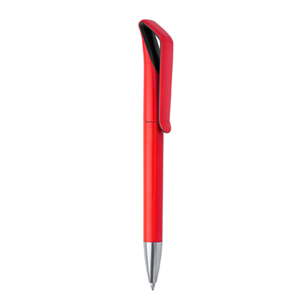 Ручка з поворотним механізмом в двокольоровому глянсовому корпусі з ABS, колір чорний червоний