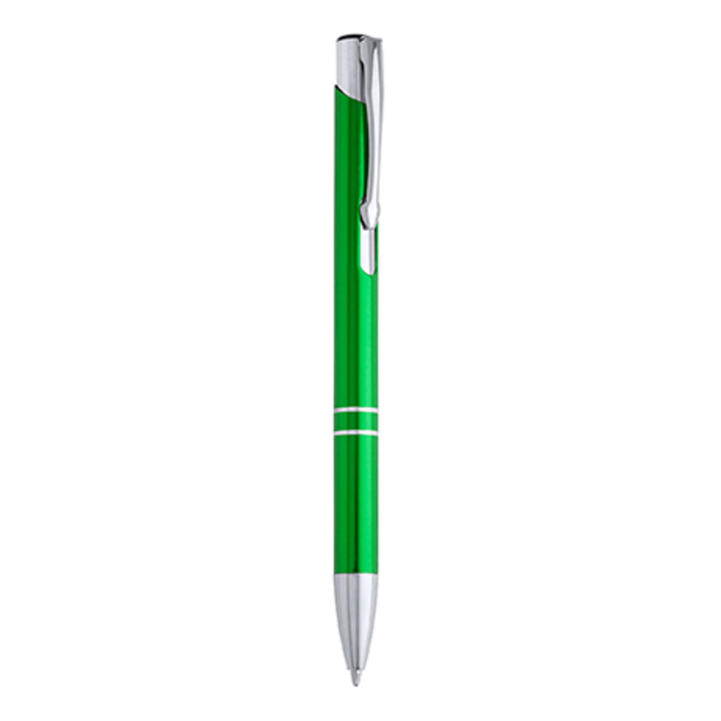 Ручка кулькова з алюмінієвим корпусом і натискним механізмом, колір зелена папороть