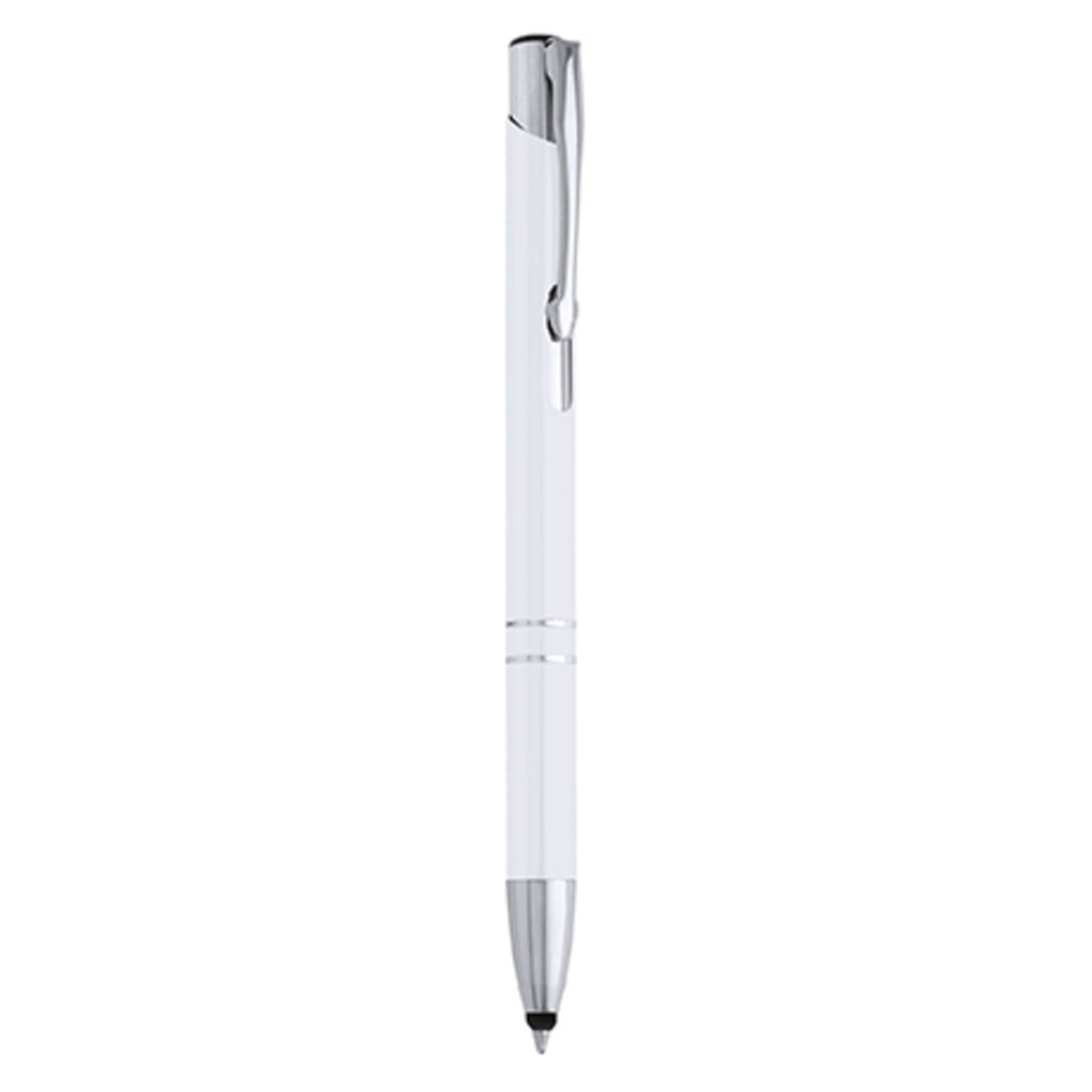 Ручка шариковая с антибактериальным корпусом и металлическим зажимом, цвет белый