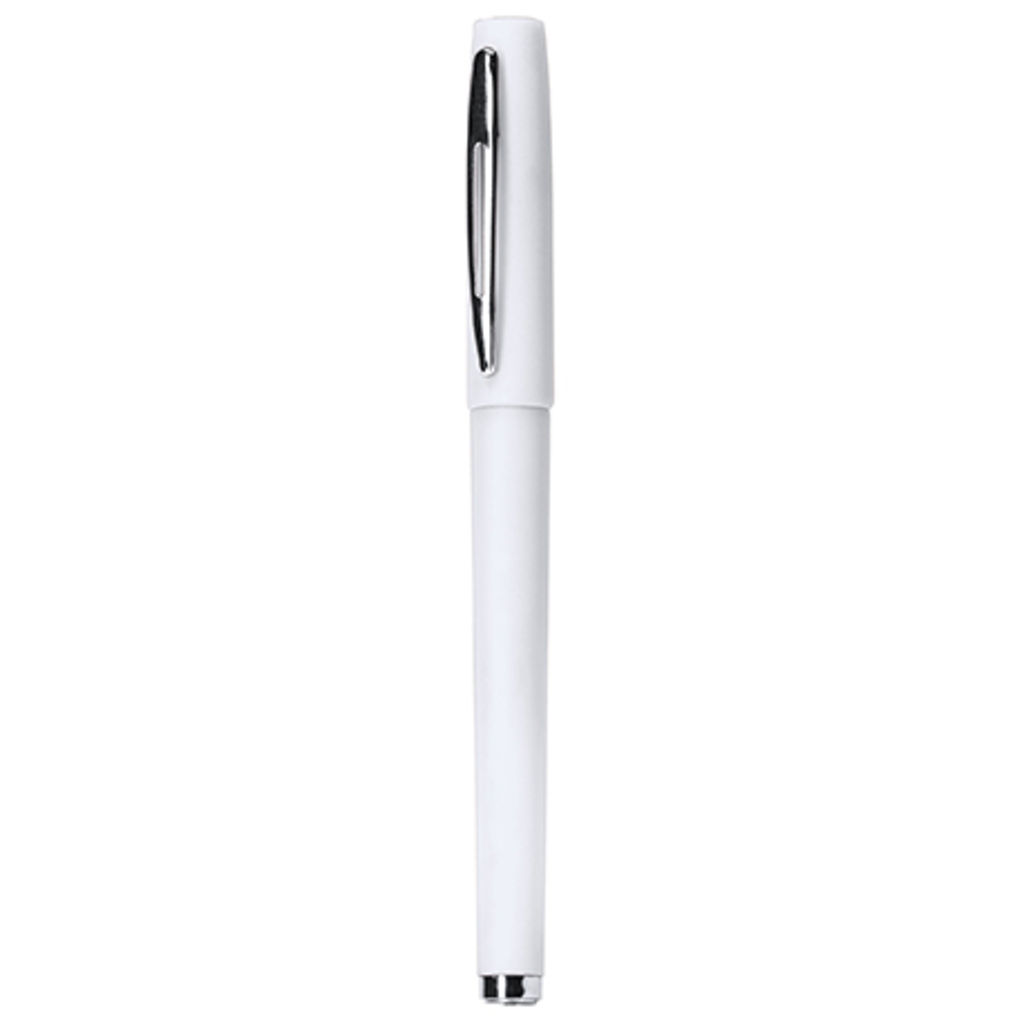 COLOMA Ручка-роллер с металлическими зажимом и наконечником, цвет белый