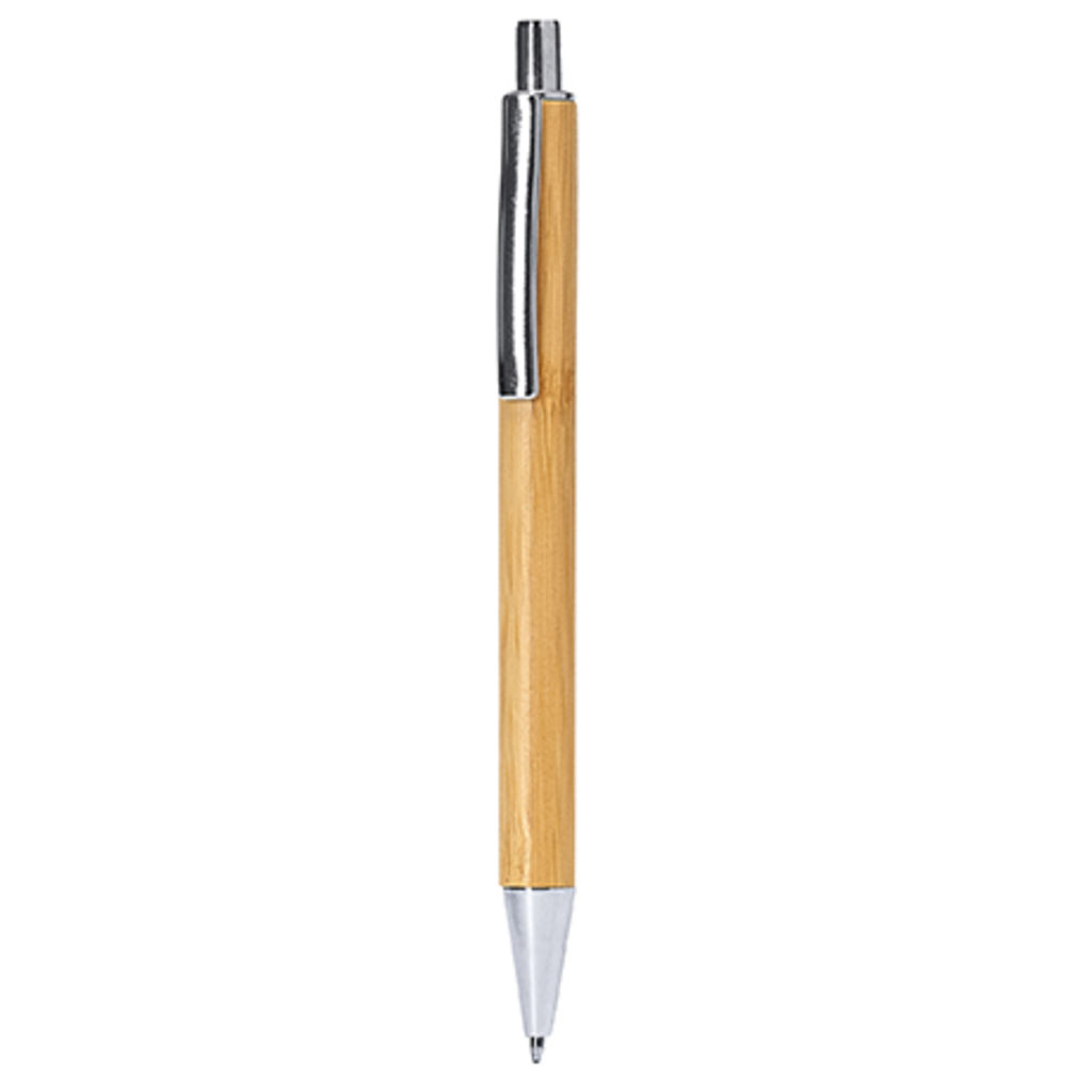 Кулькова еко-ручка з бамбуковим корпусом, колір бежевий