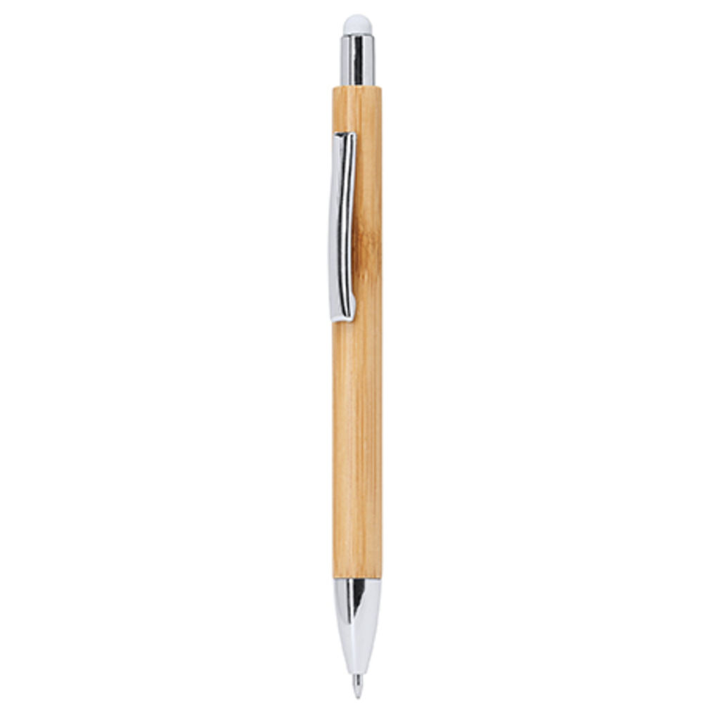 Кулькова еко-ручка з бамбуковим корпусом, колір білий