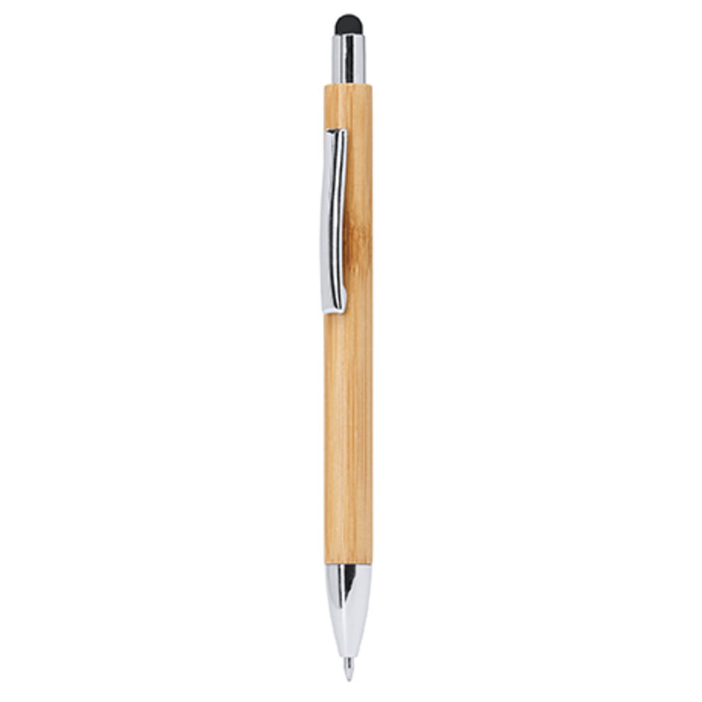 Кулькова еко-ручка з бамбуковим корпусом, колір чорний