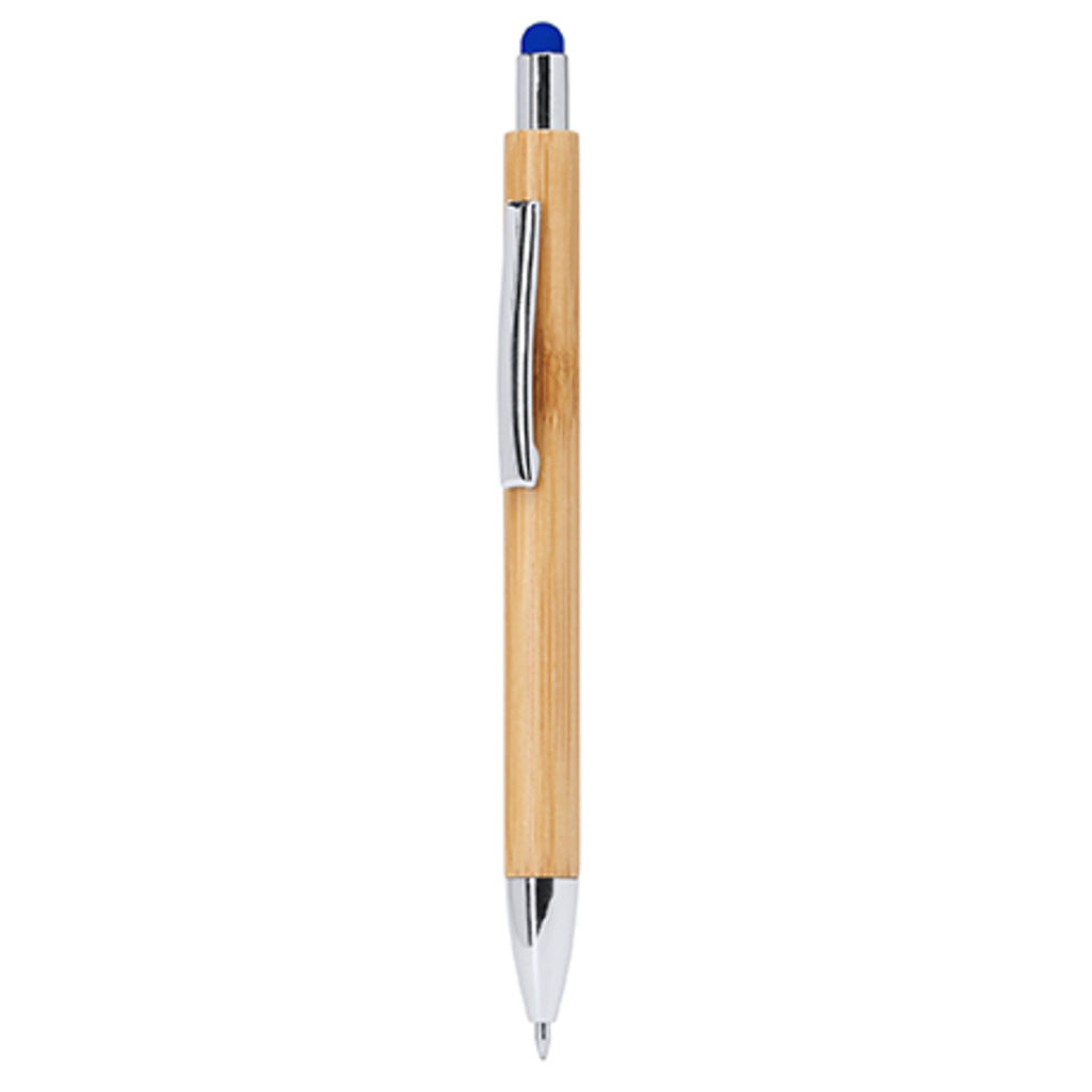 Кулькова еко-ручка з бамбуковим корпусом, колір яскравий синій