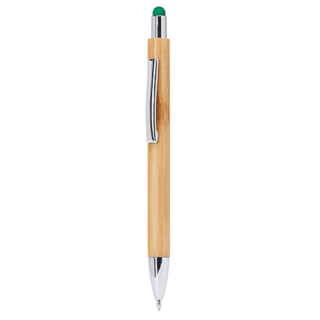Кулькова еко-ручка з бамбуковим корпусом, колір зелена папороть