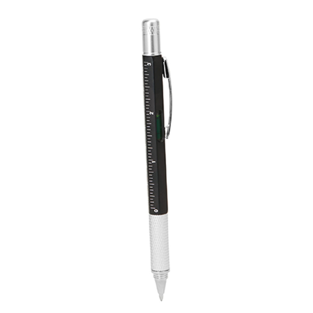 Многофункциональная шариковая ручка с уровнем, цвет черный
