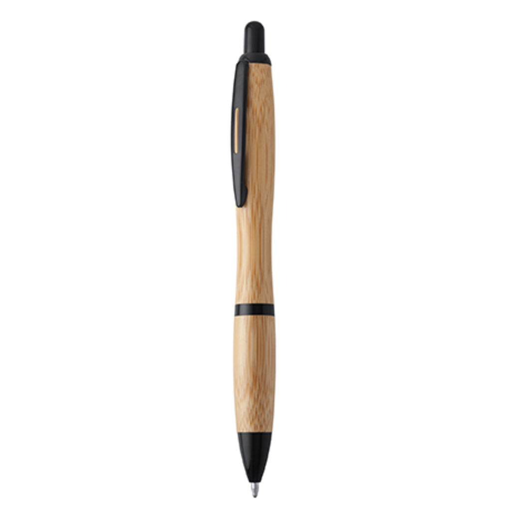 Ручка шариковая с нажимным механизмом в корпусе из бамбука, цвет бежевый