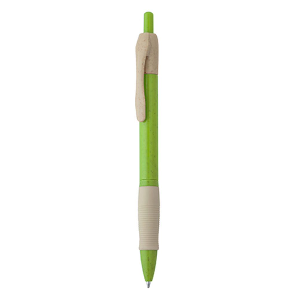 Ручка из пшеничной клетчатки и ABS с нажимным механизмом и удобным местом захвата, цвет зеленый оазис