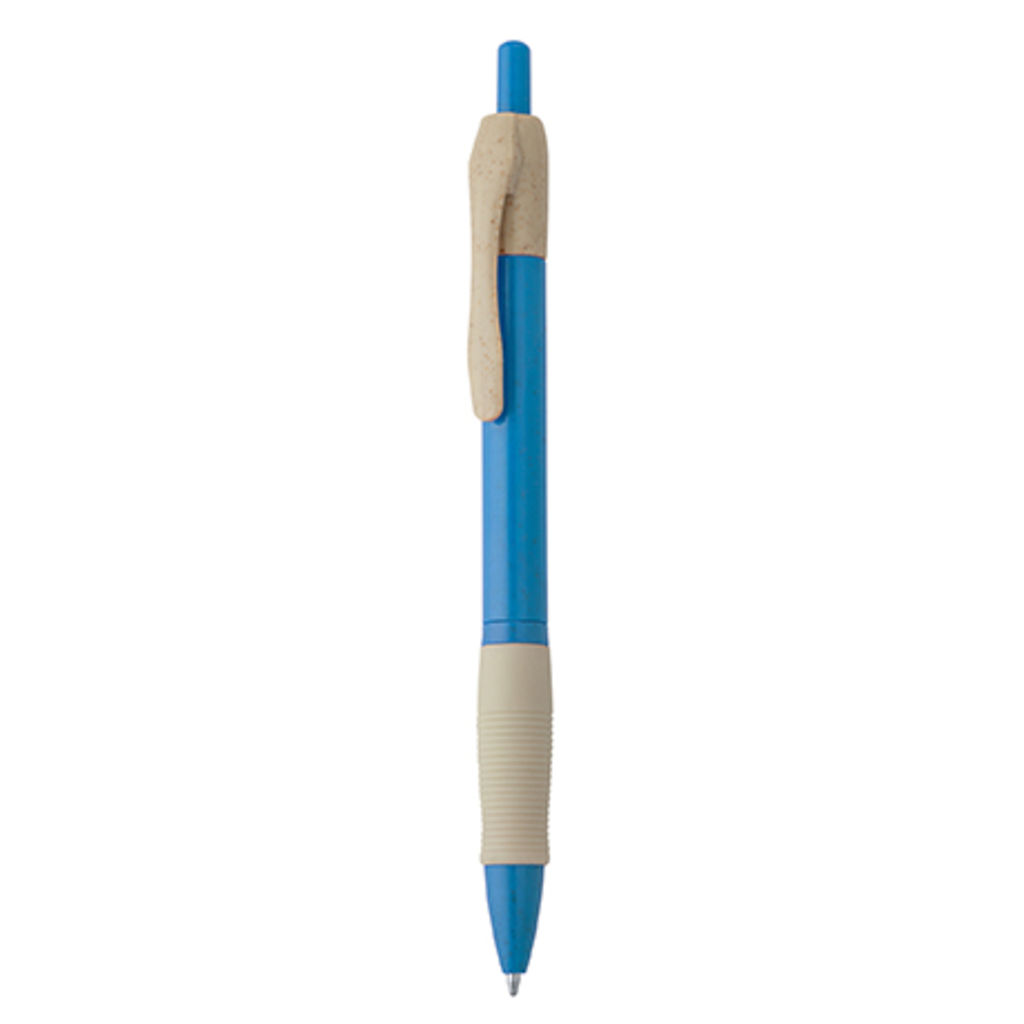 Ручка из пшеничной клетчатки и ABS с нажимным механизмом и удобным местом захвата, цвет светлый яркий